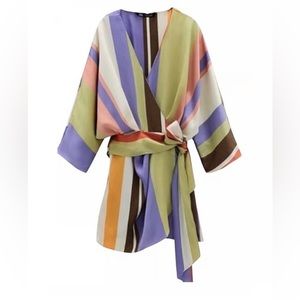 Zara Multicolored Striped Jumpsuit Dress